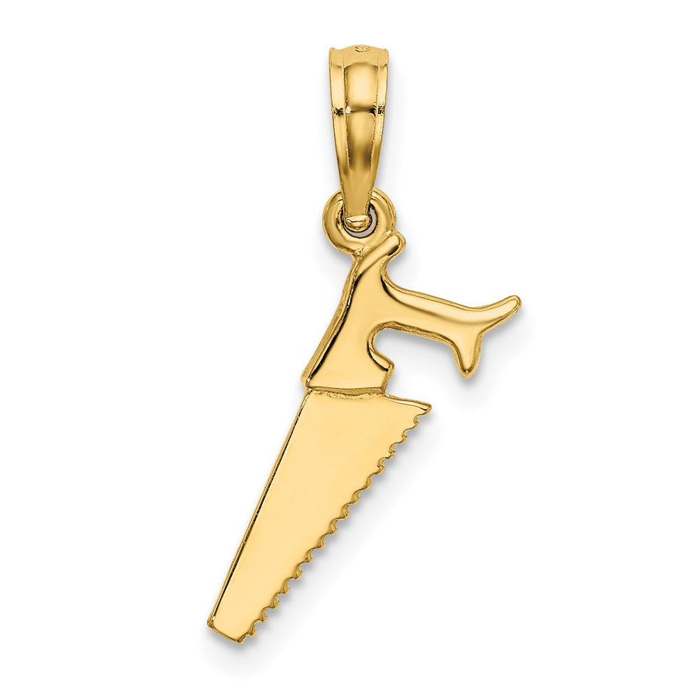 14k Yellow Gold 11.3 mm 3-D Saw Charm (0.94 grams)
