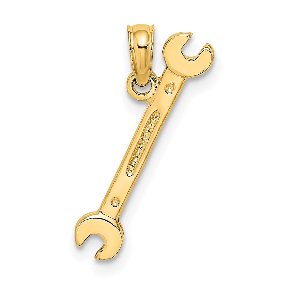 14k Yellow Gold 4.2 mm 3-D Double Open-Ended Wrench Charm (0.81 grams)