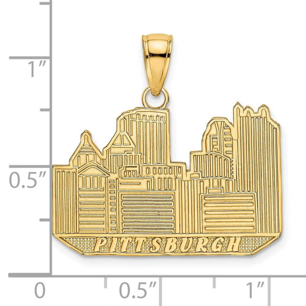 14k Yellow Gold 24.85 mm Pittsburgh Skyline Charm (2.29 grams)