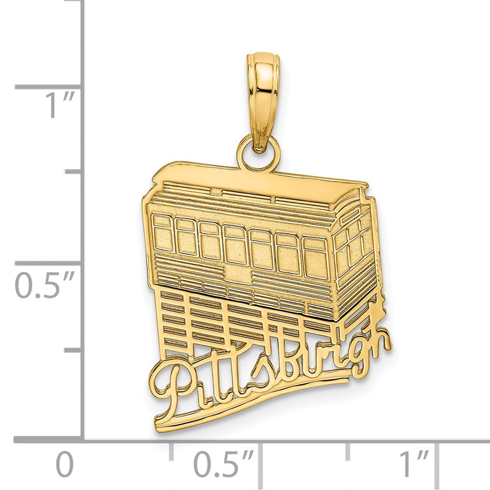 14k Yellow Gold 16.25 mm Pittsburgh Incline (Tram) Charm (1.49 grams)