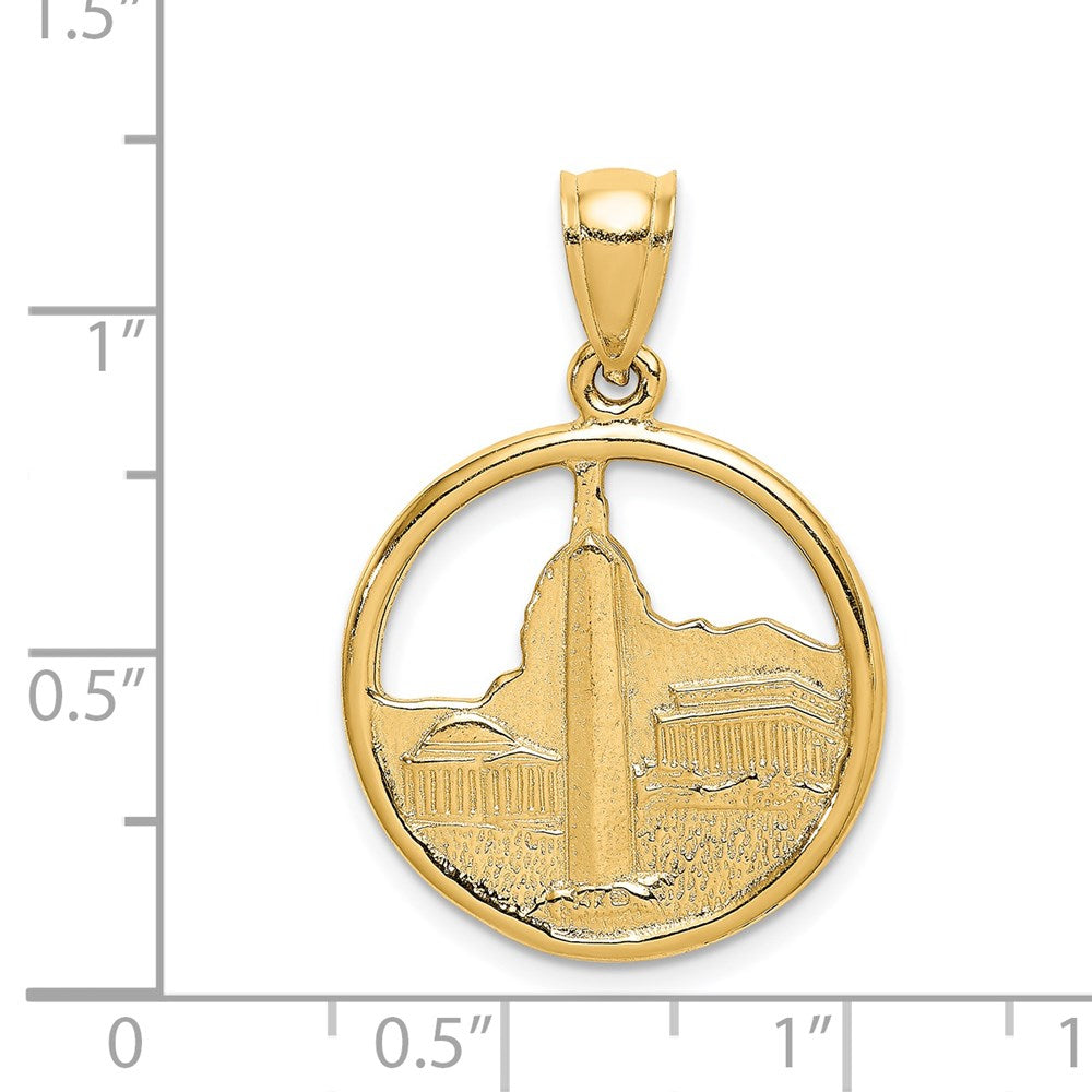 14k Yellow Gold 21.2 mm Washington D.C. Skyline Circle Charm (4.79 grams)