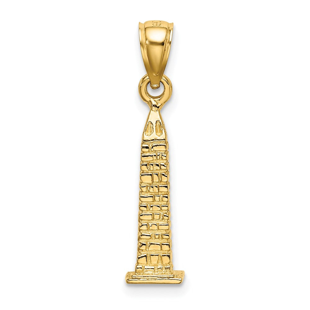 14k Yellow Gold 5.9 mm 3D Washington Monument Charm (2 grams)