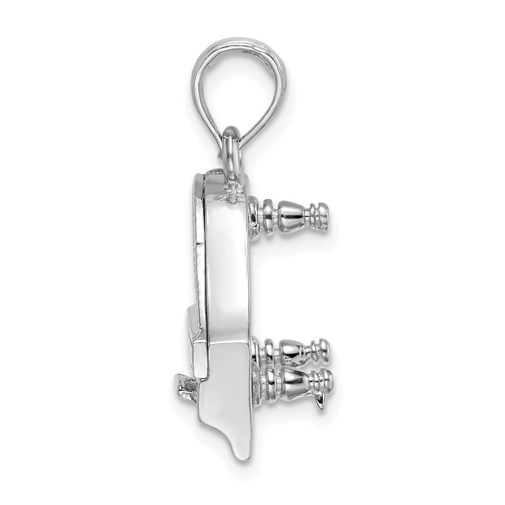 14k White Gold 11.5 mm  3-D Top Opens Grand Piano Charm (3.97 grams)
