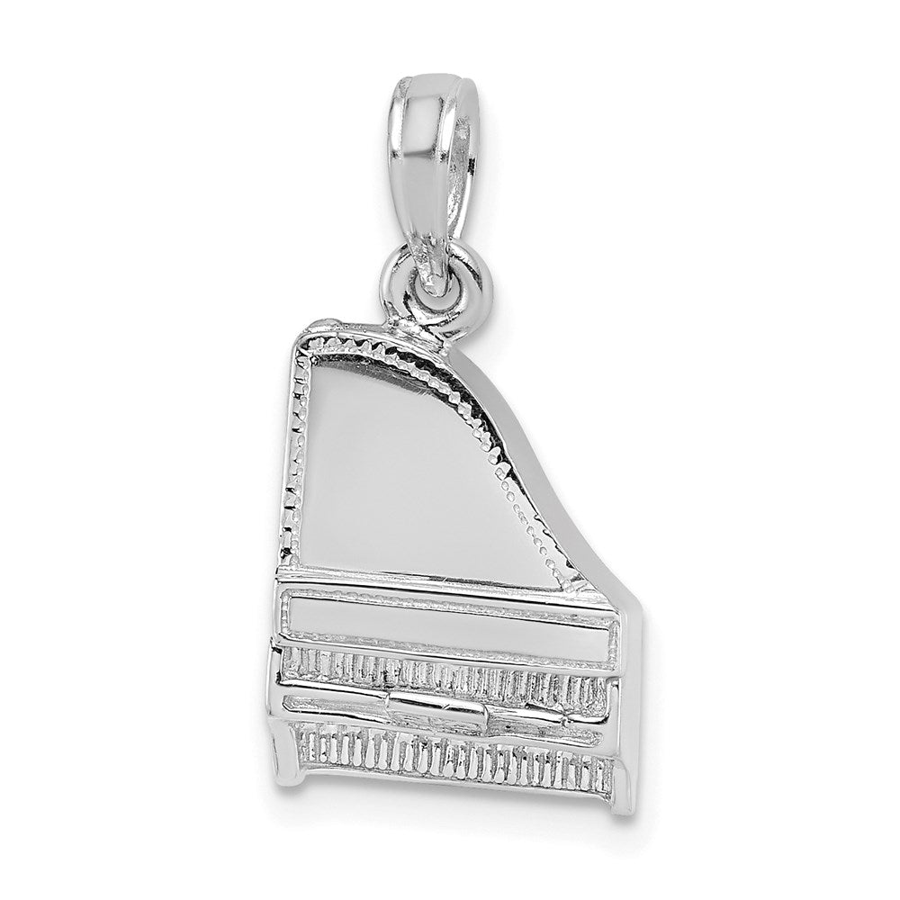 14k White Gold 11.5 mm  3-D Top Opens Grand Piano Charm (3.97 grams)