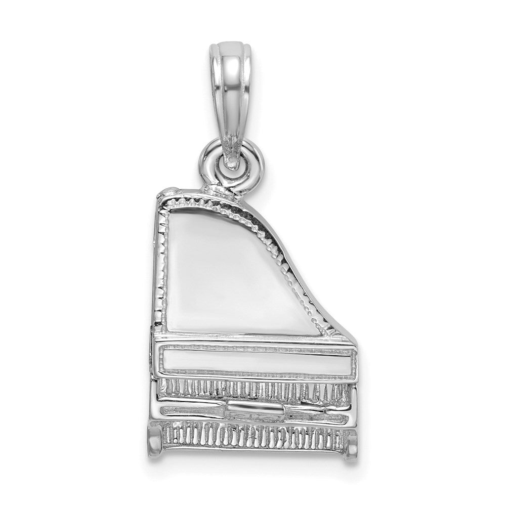 14k White Gold 11.5 mm  3-D Top Opens Grand Piano Charm (3.97 grams)