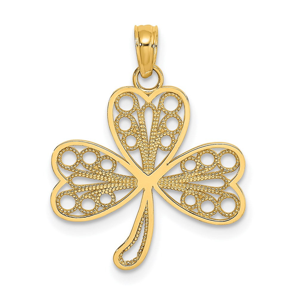 14k Yellow Gold 18.6 mm Filigree 3-Leaf Clover Charm (0.94 grams)