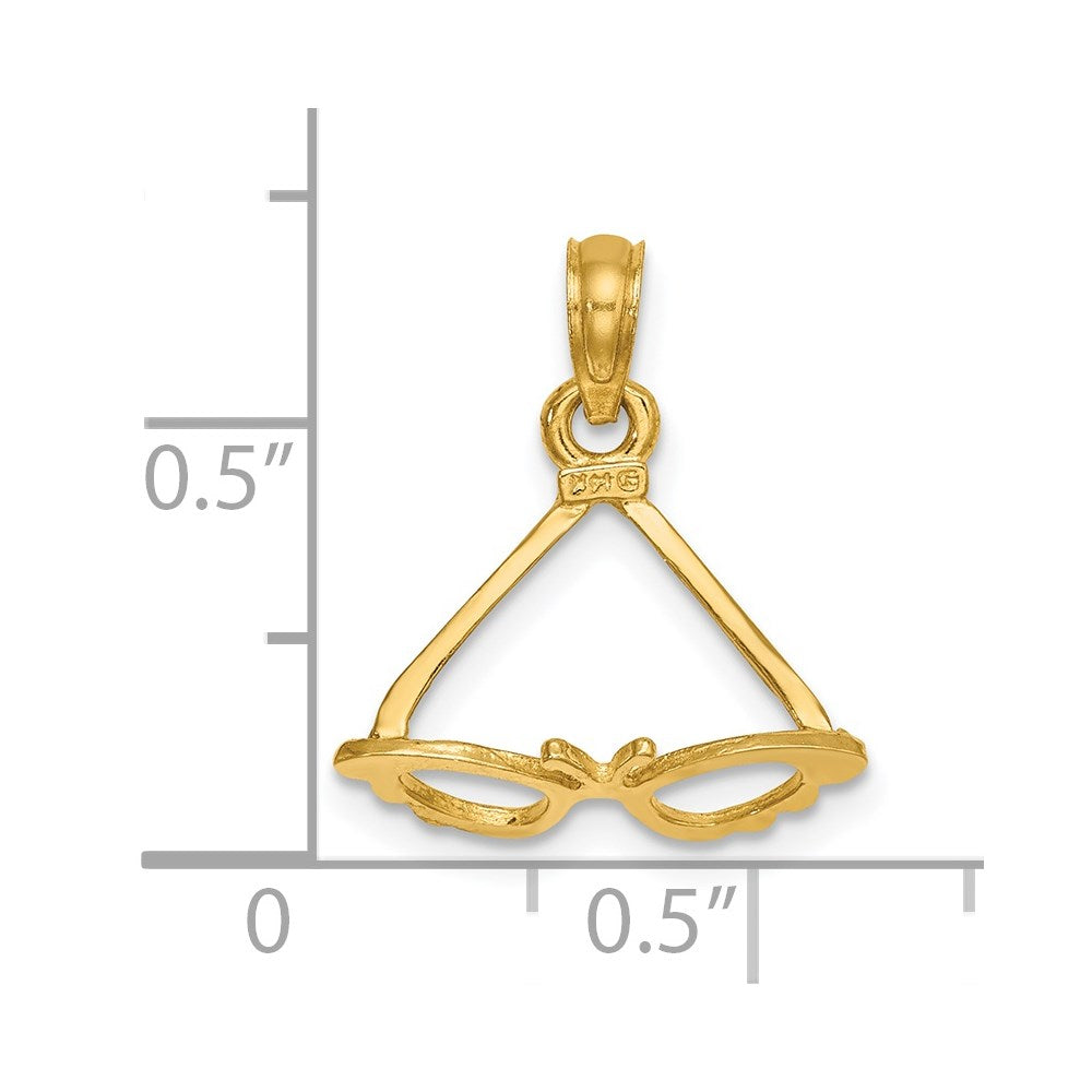 14k Yellow Gold 15.9 mm 3-D Polished Butterfly Sunglasses Charm (0.68 grams)