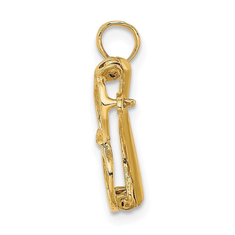 14k Yellow Gold 18.5 mm 3-D Moveable Glasses Charm (1.07 grams)