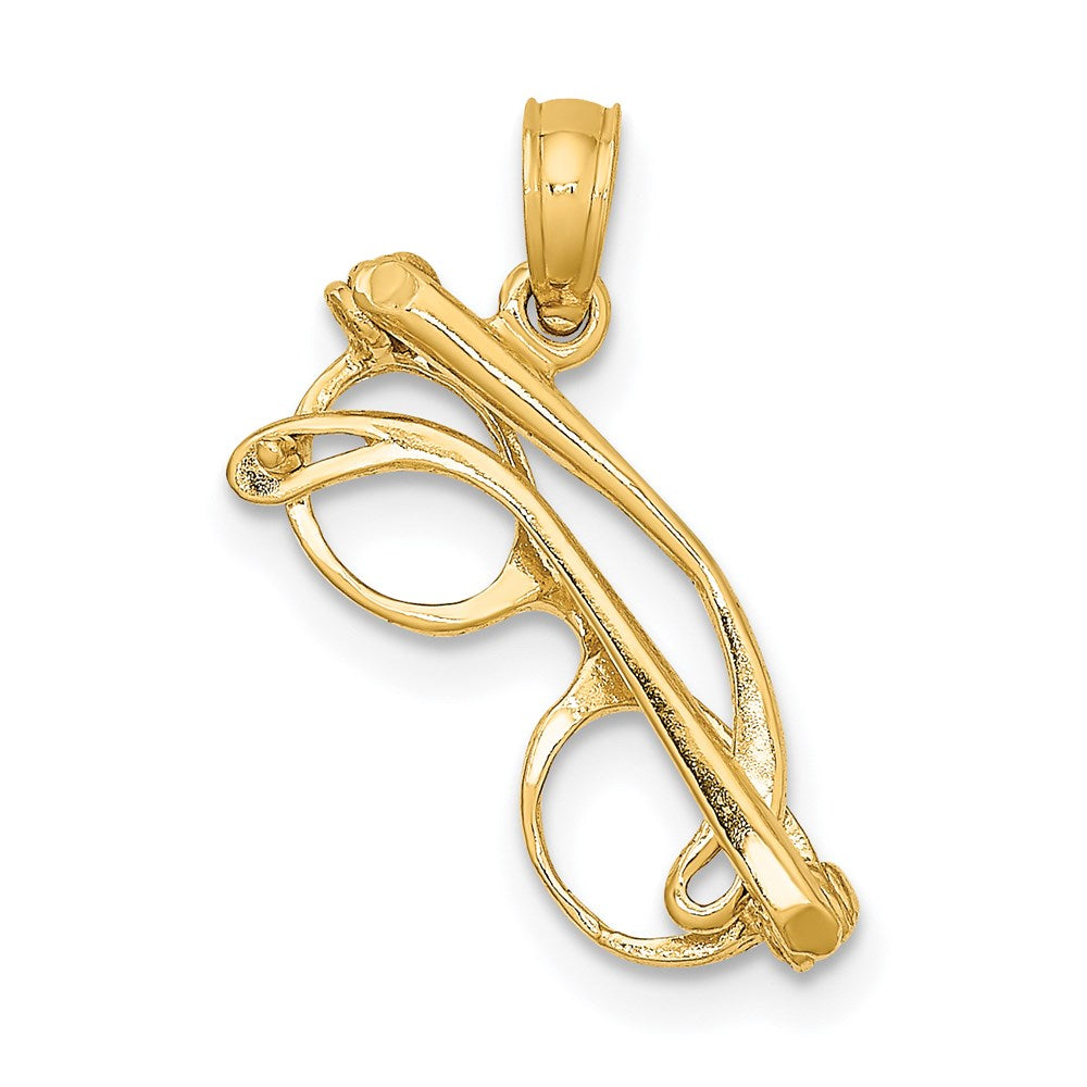 14k Yellow Gold 18.5 mm 3-D Moveable Glasses Charm (1.07 grams)