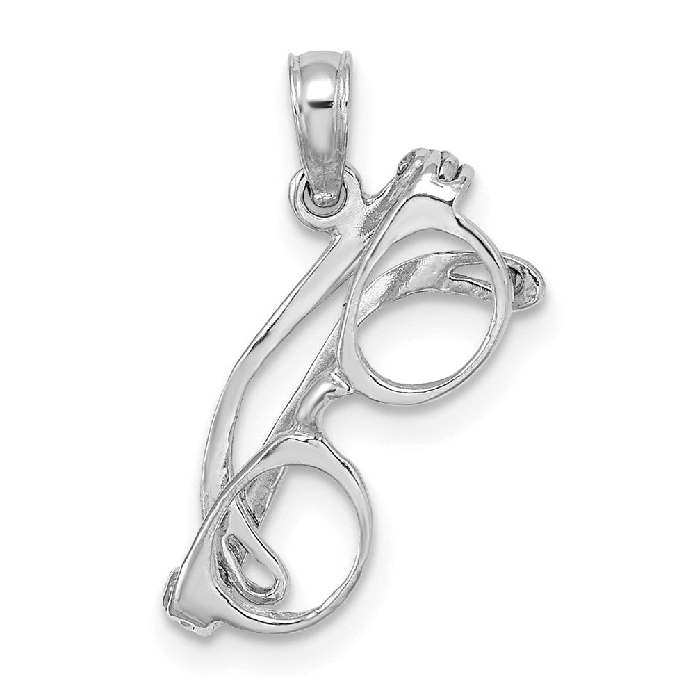 14k White Gold 18.5 mm  3-D Moveable Glasses Charm (1.01 grams)