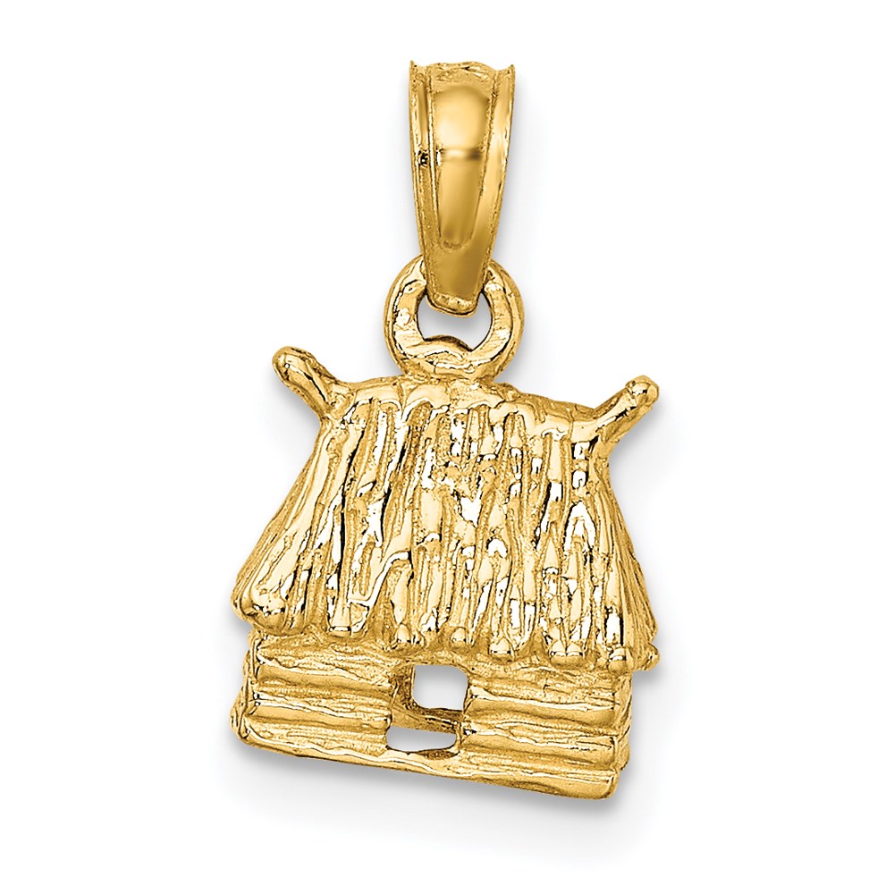 14k Yellow Gold 9.35 mm 3-D Bungalow Island Hut Charm (1.73 grams)