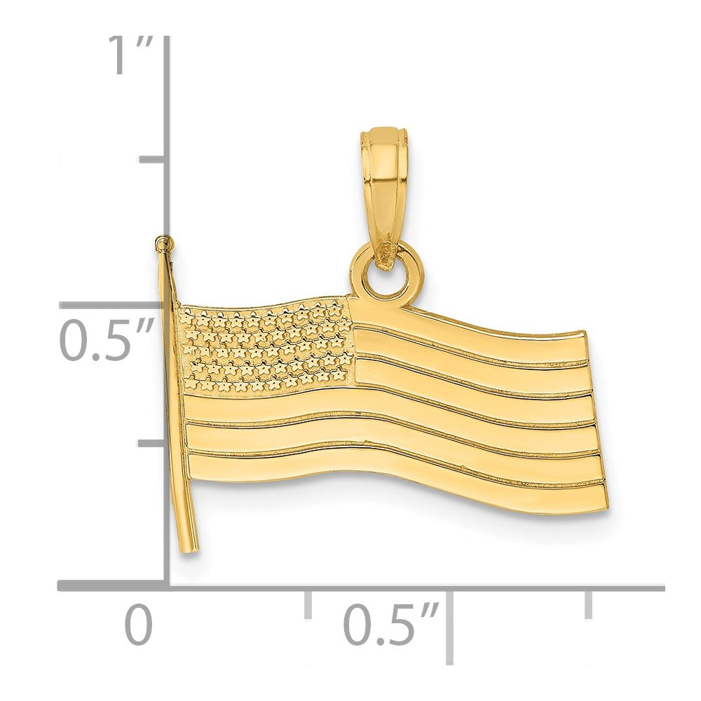 14k Yellow Gold 19.4 mm American Flag Charm (1.32 grams)