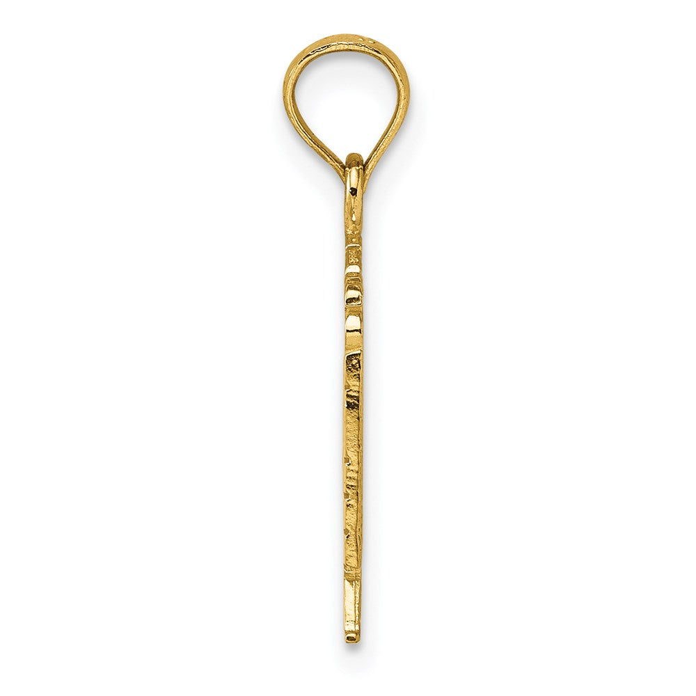 14k Yellow Gold 17.85 mm Polished Textured God Bless America w/ Flag Charm (1.77 grams)