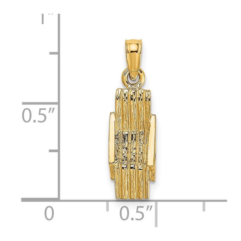 14k Yellow Gold 6.2 mm 3-D Lounge Beach Chair Charm (0.99 grams)
