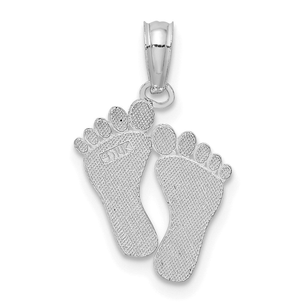 14k White Gold 12.46 mm  Double Feet Hang Ten Style Charm (0.84 grams)