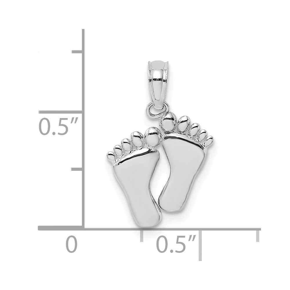 14k White Gold 12.46 mm  Double Feet Hang Ten Style Charm (0.84 grams)