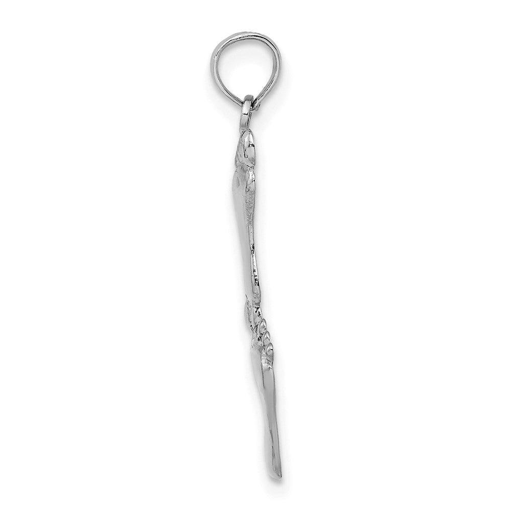 14k White Gold 6.5 mm  Polished Double Vertical Feet Charm (0.72 grams)