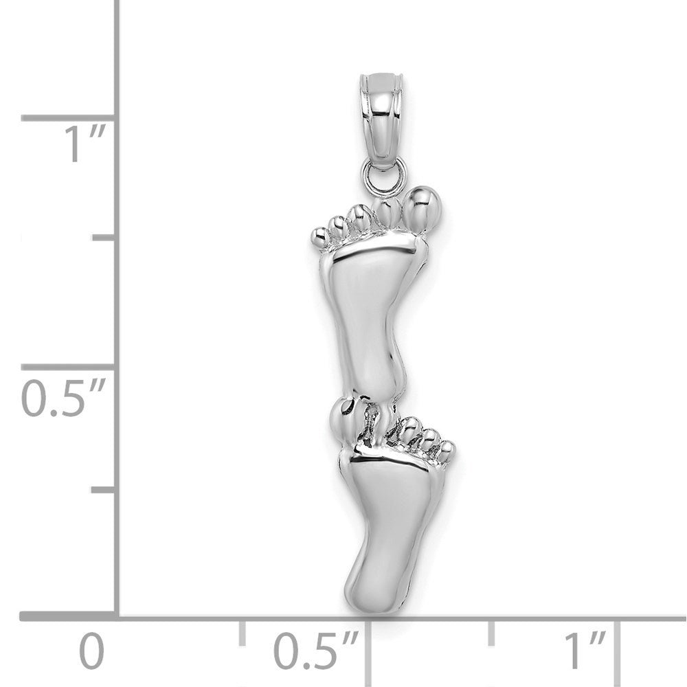 14k White Gold 6.5 mm  Polished Double Vertical Feet Charm (0.72 grams)