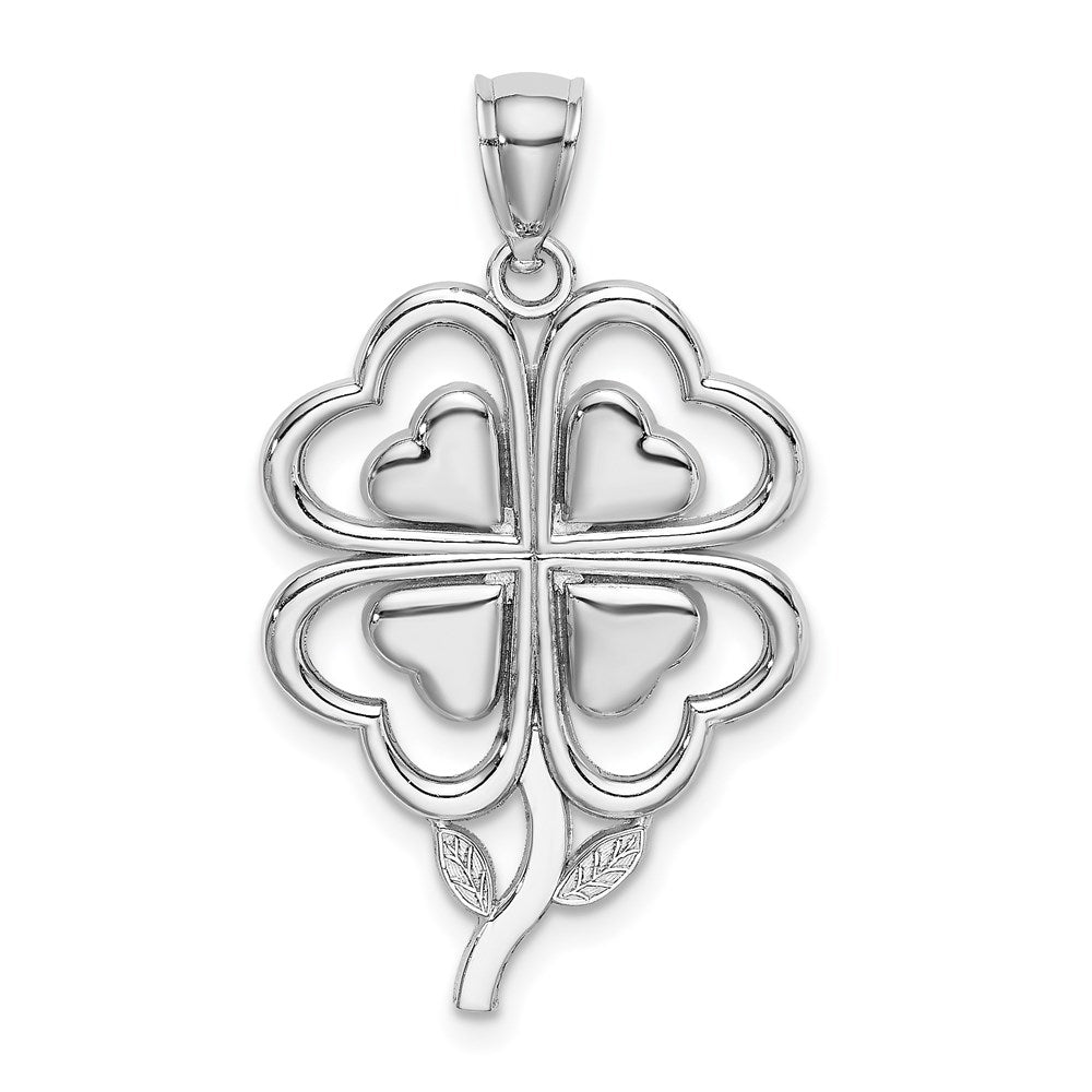 14k White Gold 19 mm  4-Leaf Clover Charm (2.16 grams)
