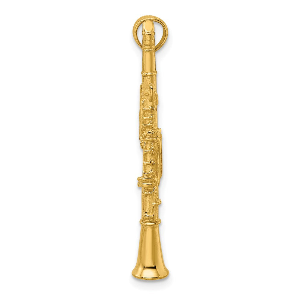 14k Yellow Gold 5.1 mm 3-D Clarinet Charm (2.1 grams)