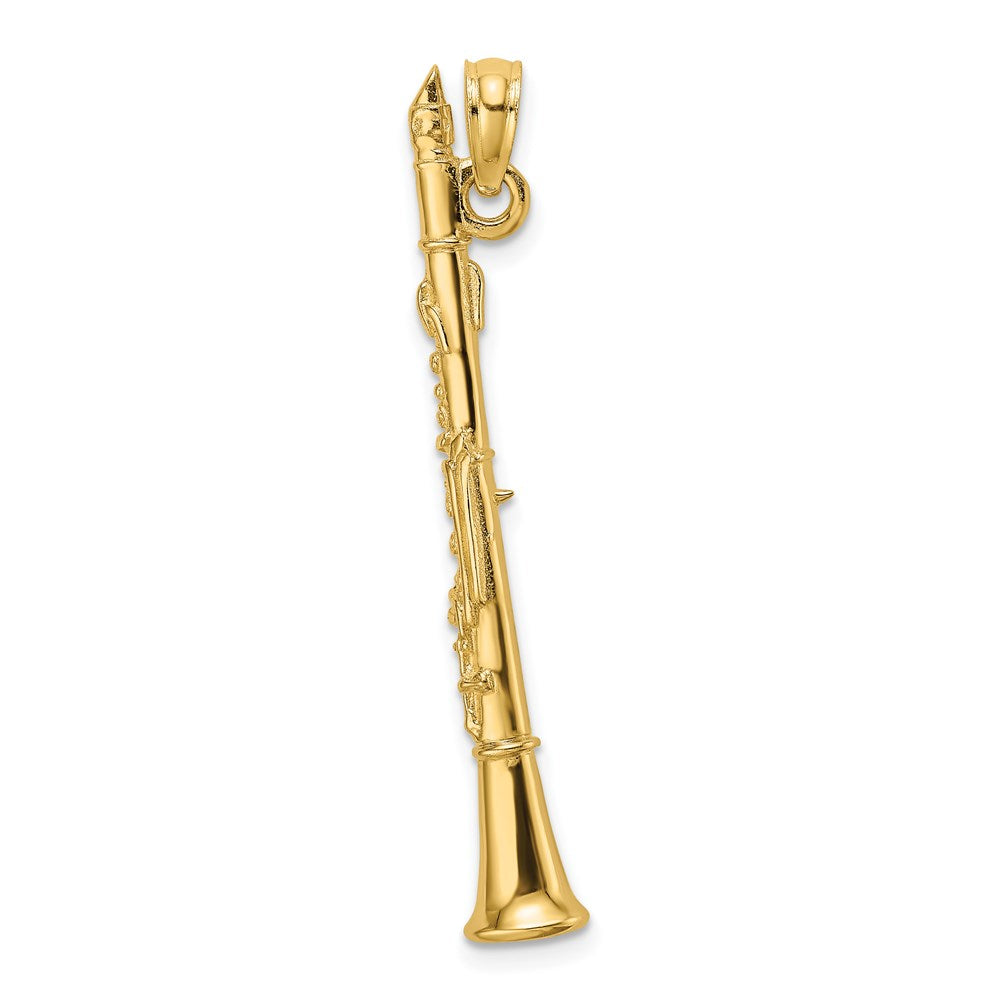 14k Yellow Gold 5.1 mm 3-D Clarinet Charm (2.1 grams)