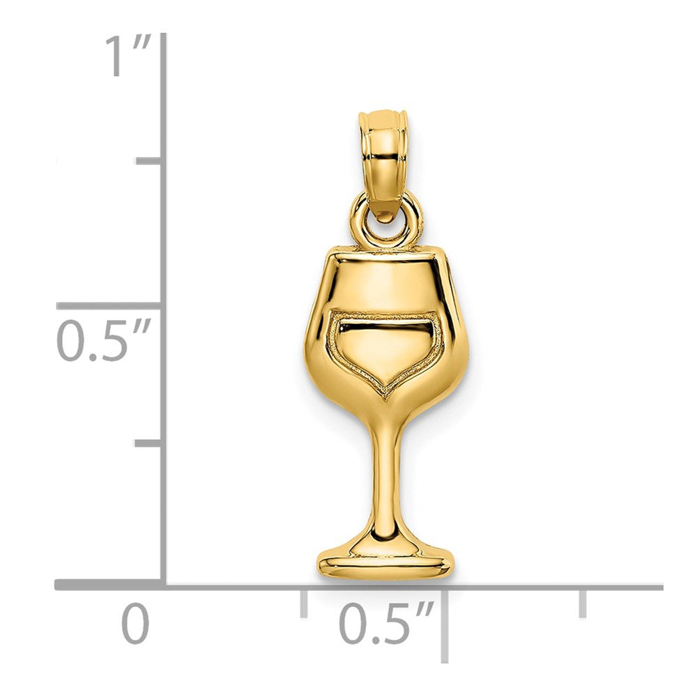 14k Yellow Gold 7.35 mm Wine Glass Charm (1.49 grams)