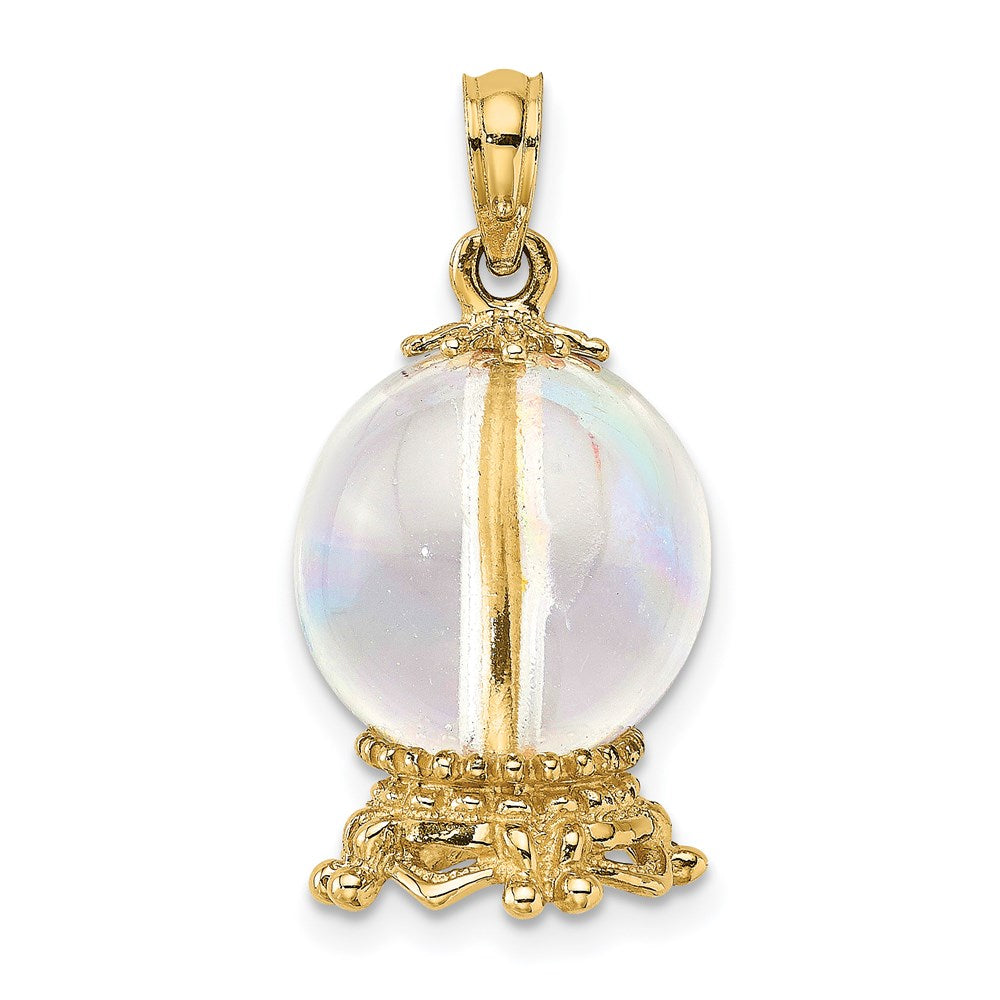14k Yellow Gold 11.75 mm 3D Crystal Ball Charm (3.09 grams)