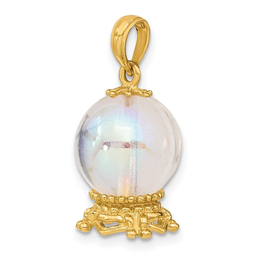 14k Yellow Gold 11.75 mm 3D Crystal Ball Charm (3.09 grams)