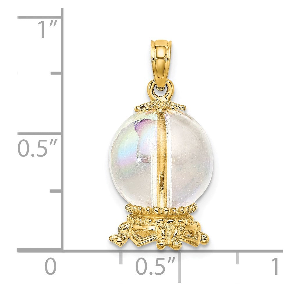 14k Yellow Gold 11.75 mm 3D Crystal Ball Charm (3.09 grams)