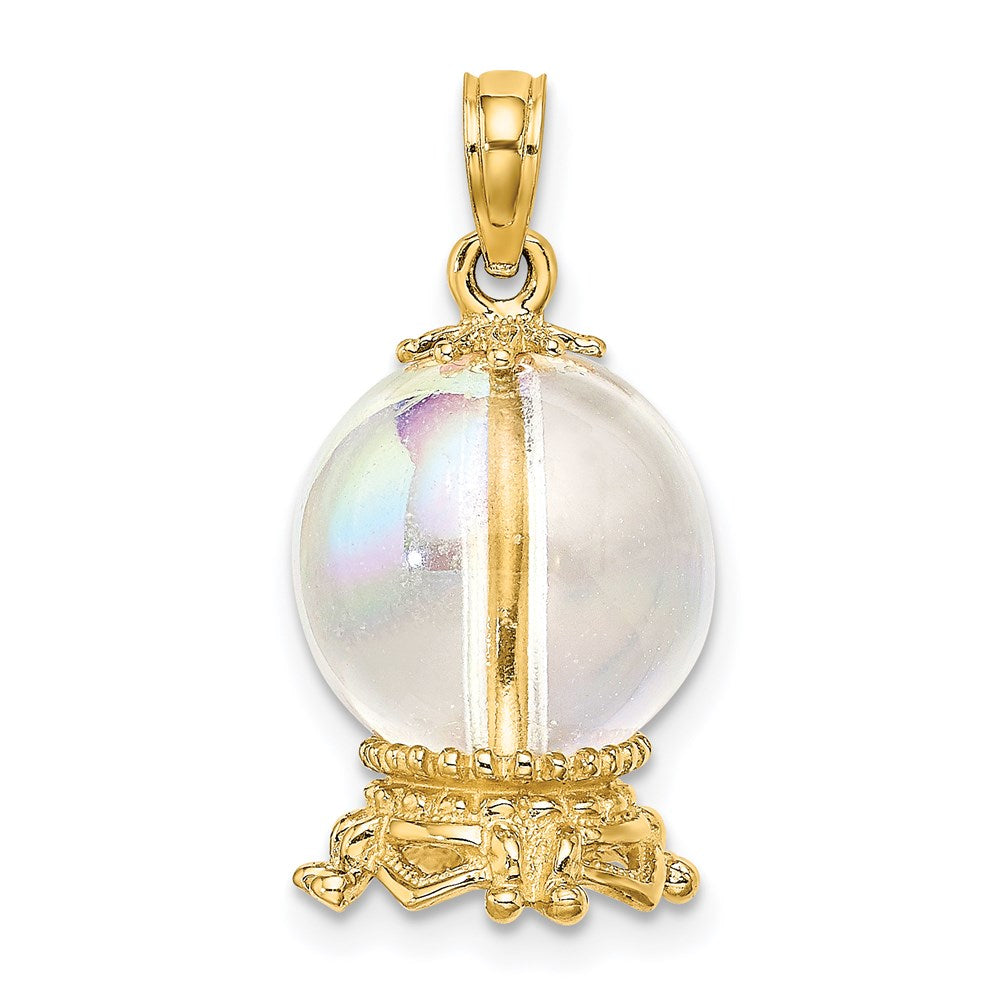 14k Yellow Gold 11.75 mm 3D Crystal Ball Charm (3.09 grams)