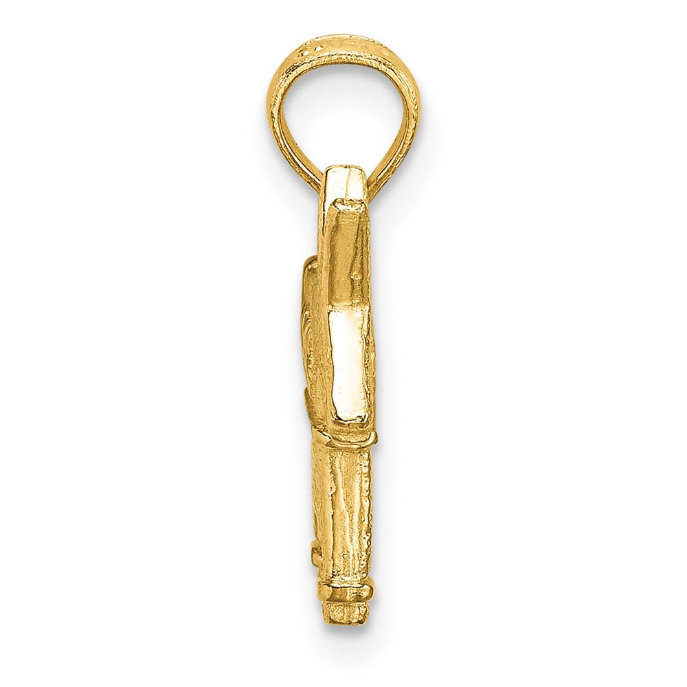 14k Yellow Gold 18.35 mm 3-D Textured Democratic Donkey Charm (2.41 grams)