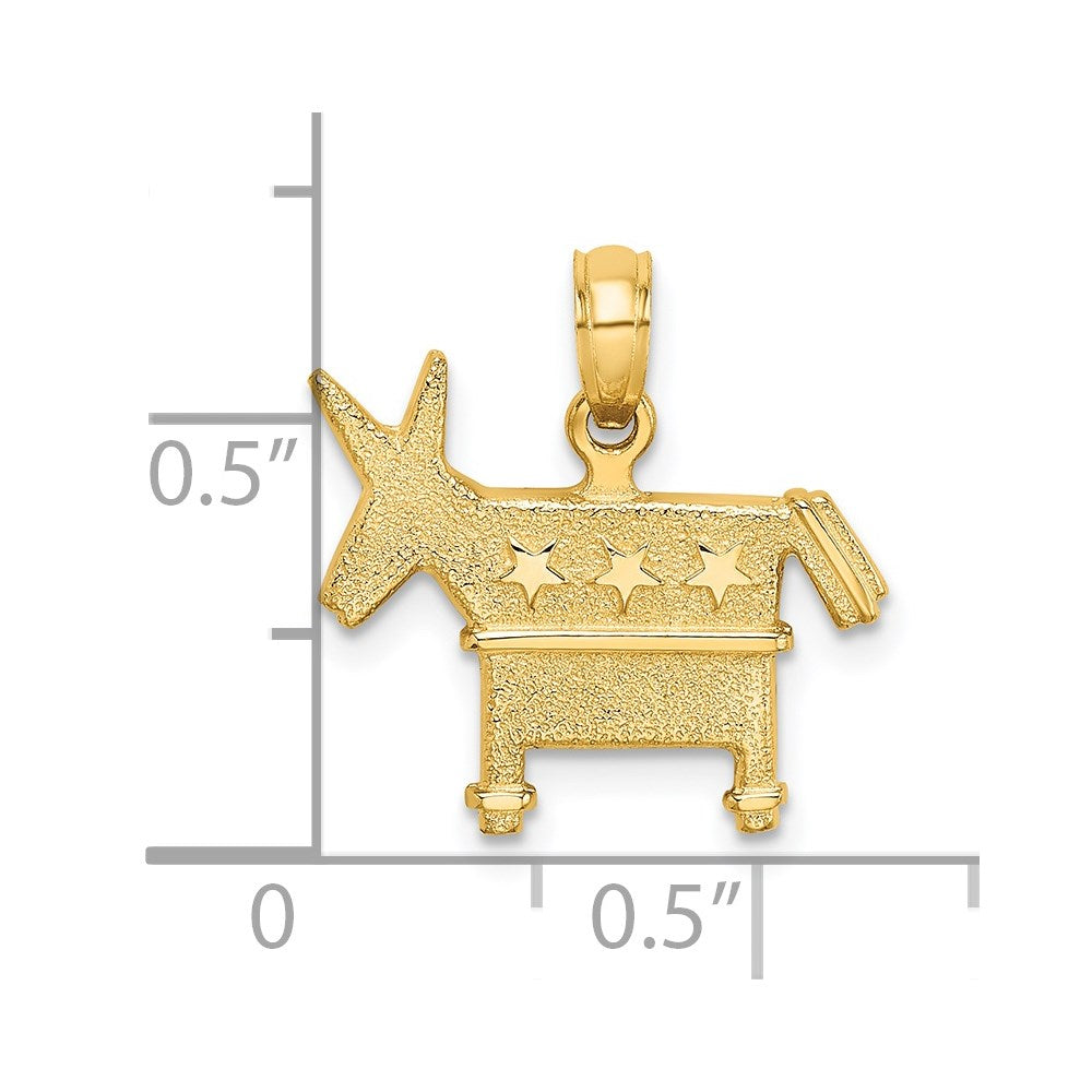 14k Yellow Gold 18.35 mm 3-D Textured Democratic Donkey Charm (2.41 grams)