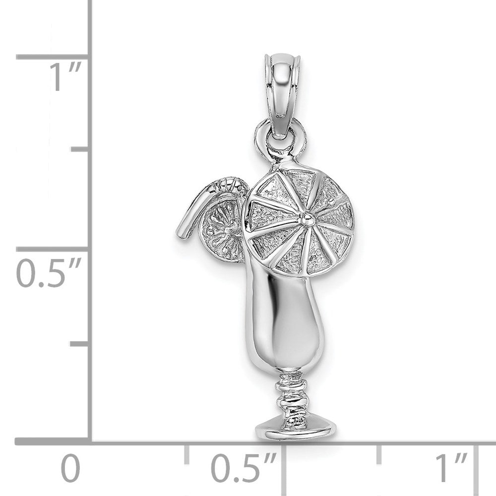 14k White Gold 11.65 mm  Polished Tropical Drink Charm (1.63 grams)