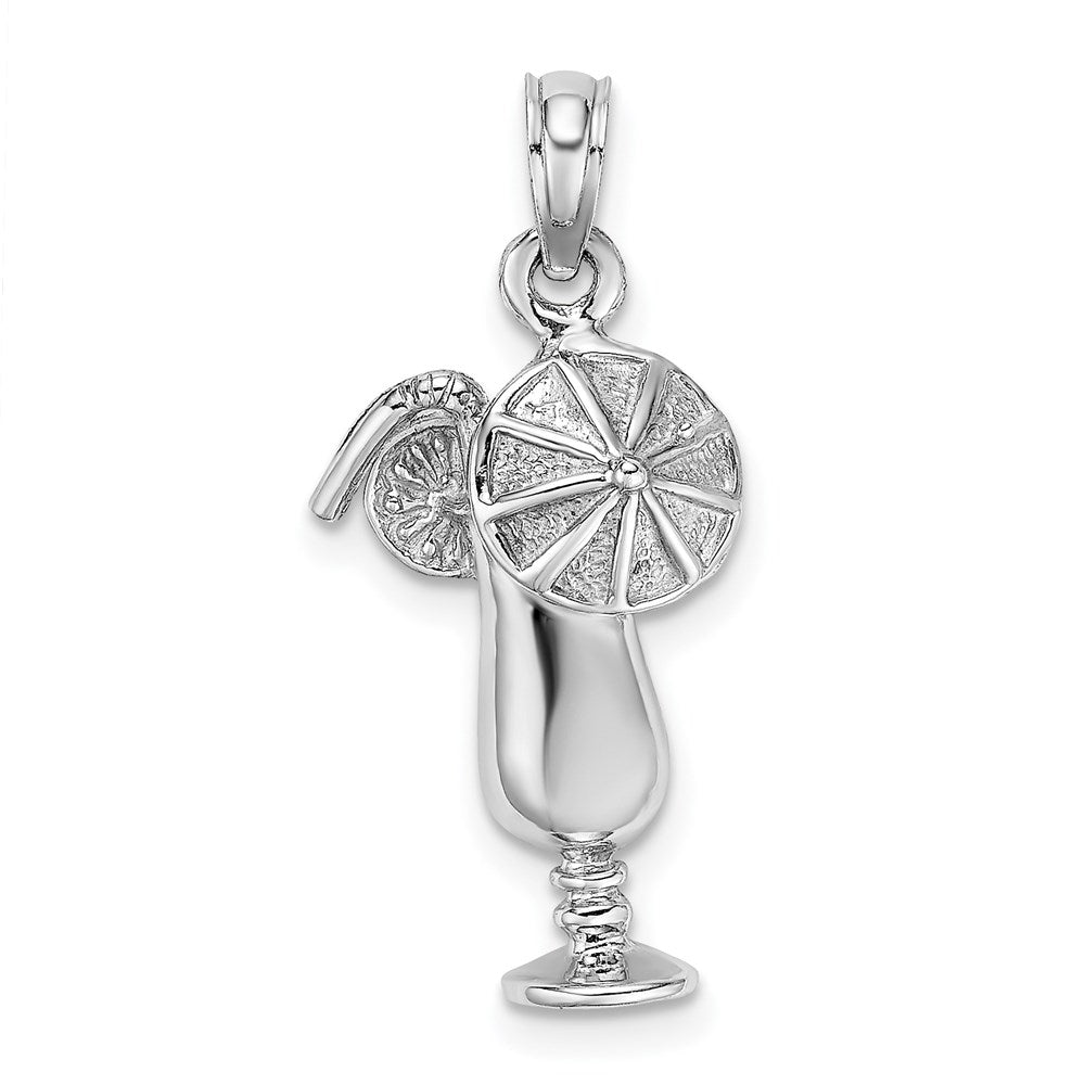 14k White Gold 11.65 mm  Polished Tropical Drink Charm (1.63 grams)