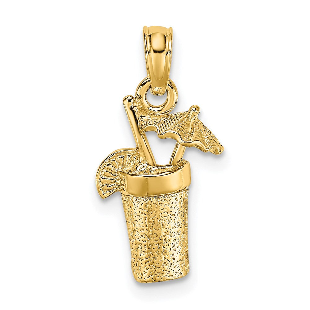 14k Yellow Gold 9.75 mm Cocktail Drink w/ Umbrella Charm (1.17 grams)