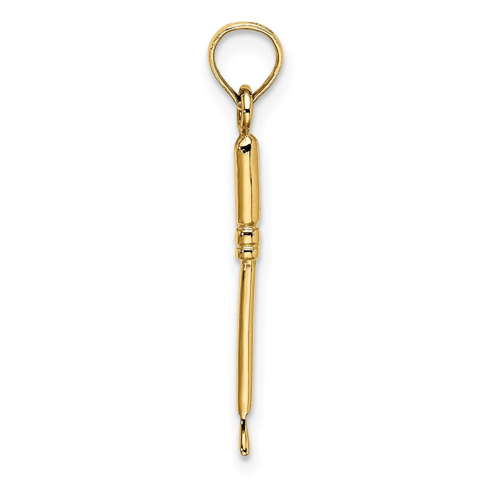 14k Yellow Gold 2 mm 3-D Weeding Garden Tool Charm (0.47 grams)