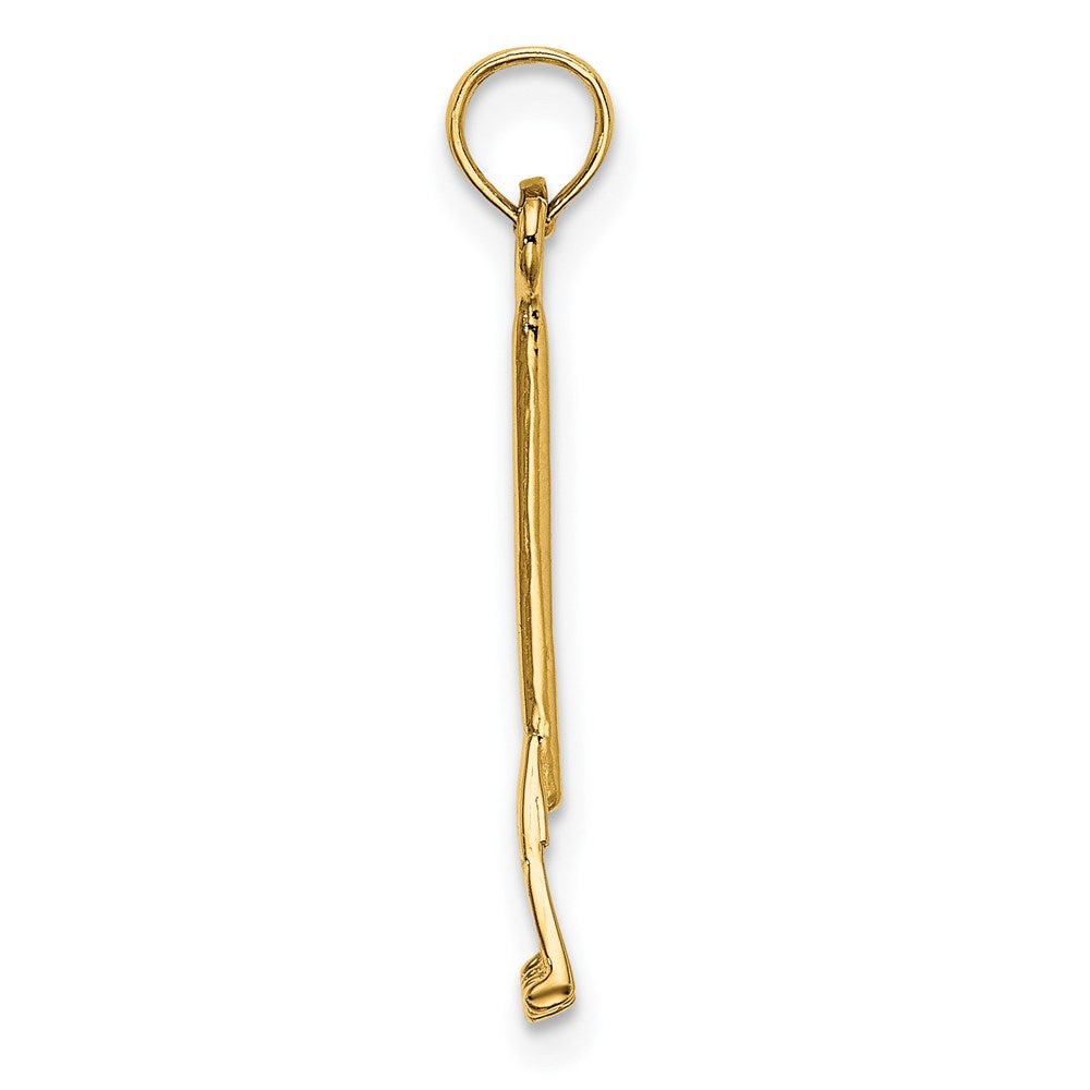 14k Yellow Gold 5.3 mm 3-D Leaf Rake Garden Tool Charm (0.42 grams)