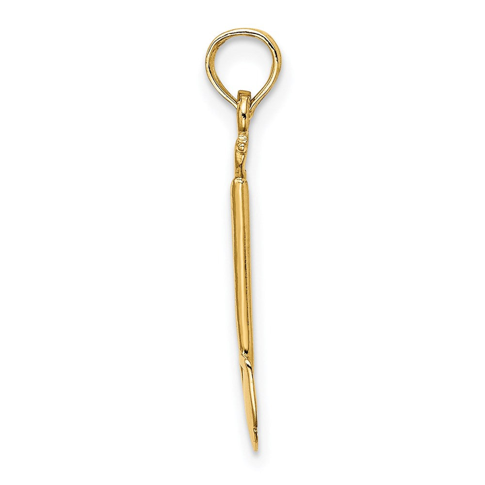 14k Yellow Gold 5 mm 3-D Polished Shovel Garden Tool Charm (0.53 grams)
