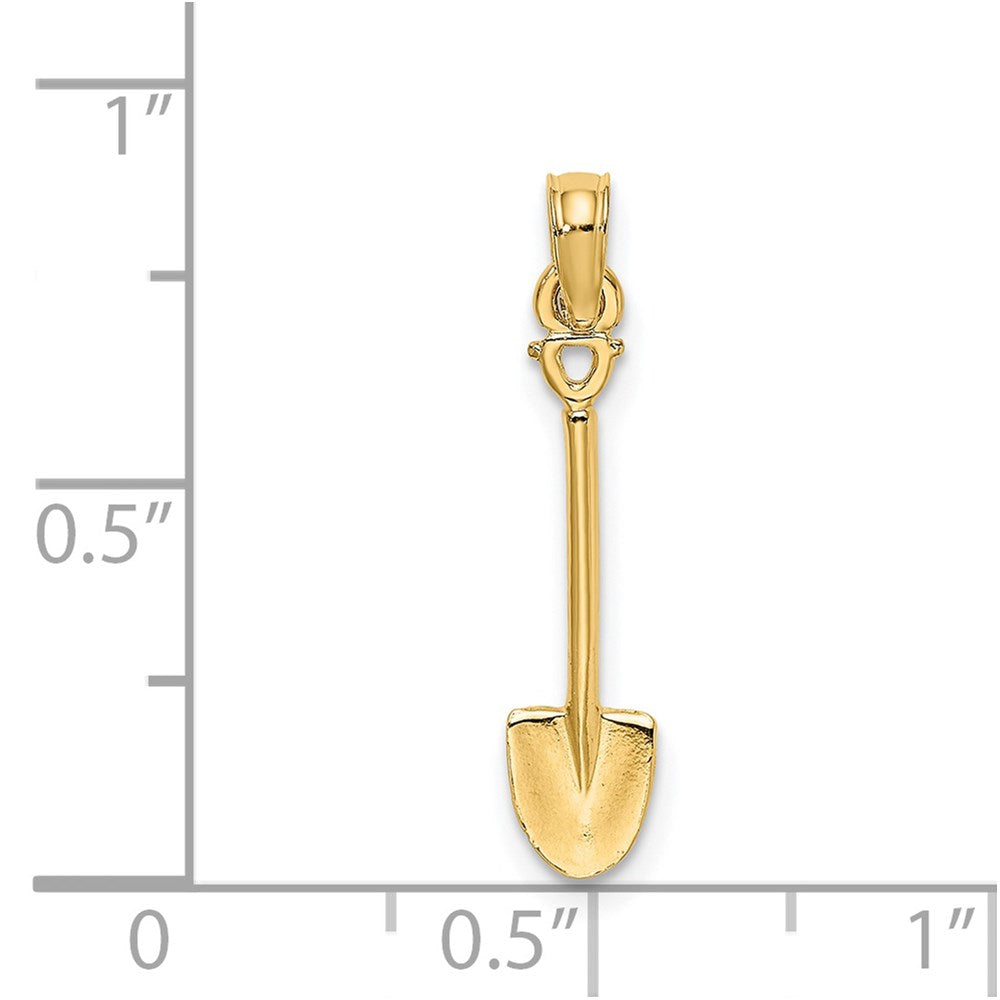 14k Yellow Gold 5 mm 3-D Polished Shovel Garden Tool Charm (0.53 grams)