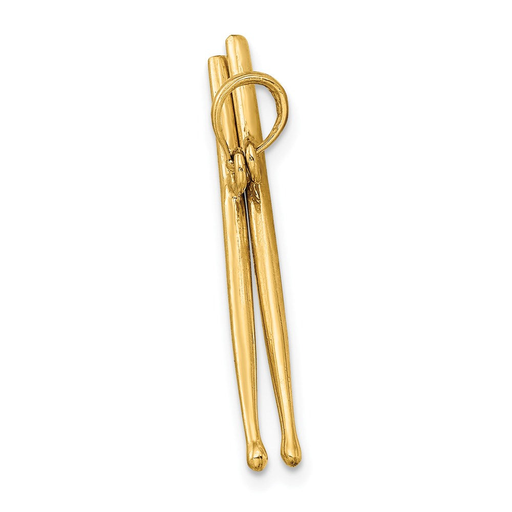 14k Yellow Gold 30.9 mm 3-D Moveable Drum Sticks Charm (1.68 grams)