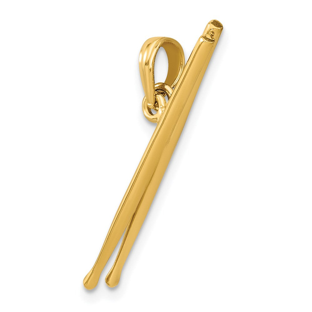 14k Yellow Gold 30.9 mm 3-D Moveable Drum Sticks Charm (1.68 grams)