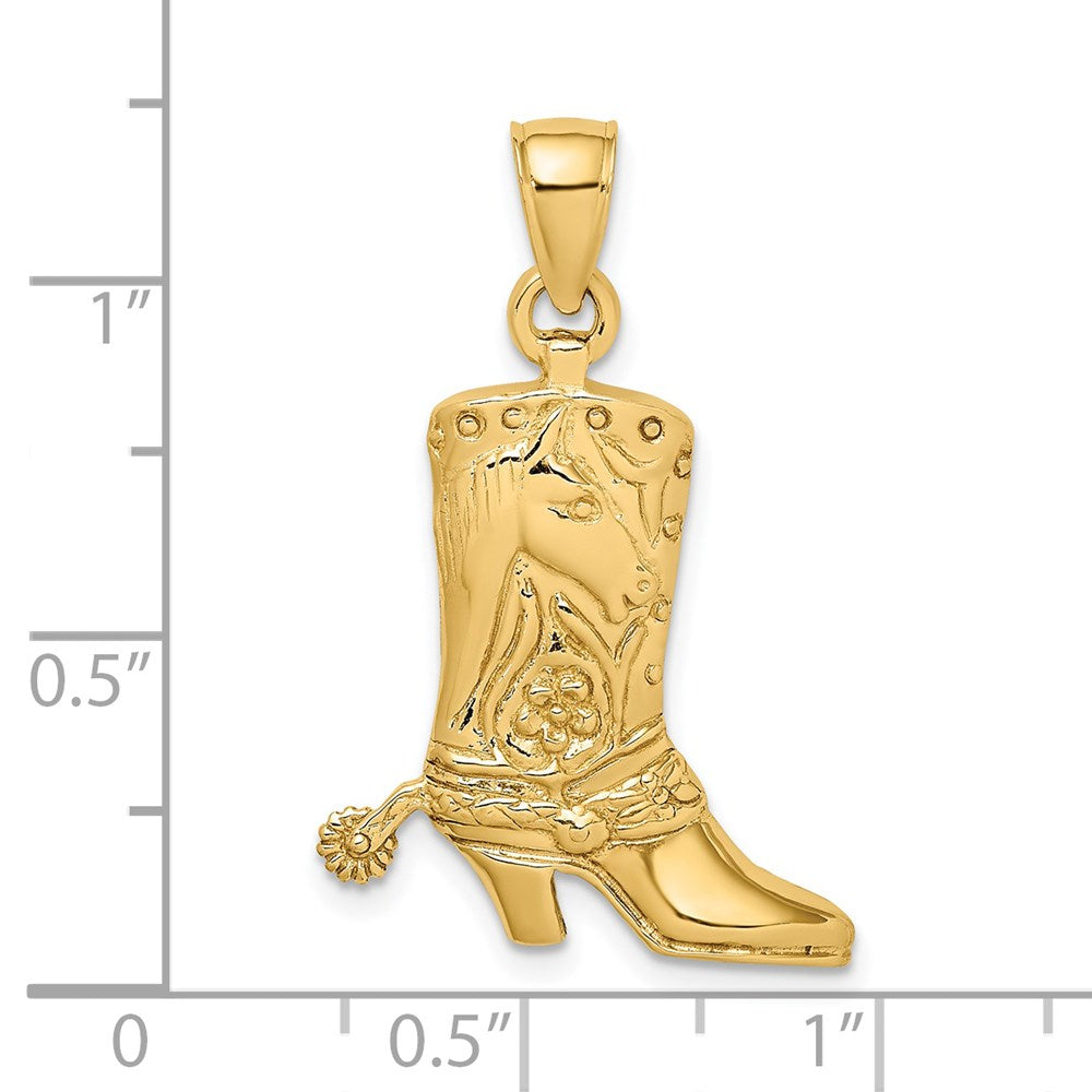 14k Yellow Gold 20.4 mm Cowboy Boot with Spur Charm (3.65 grams)
