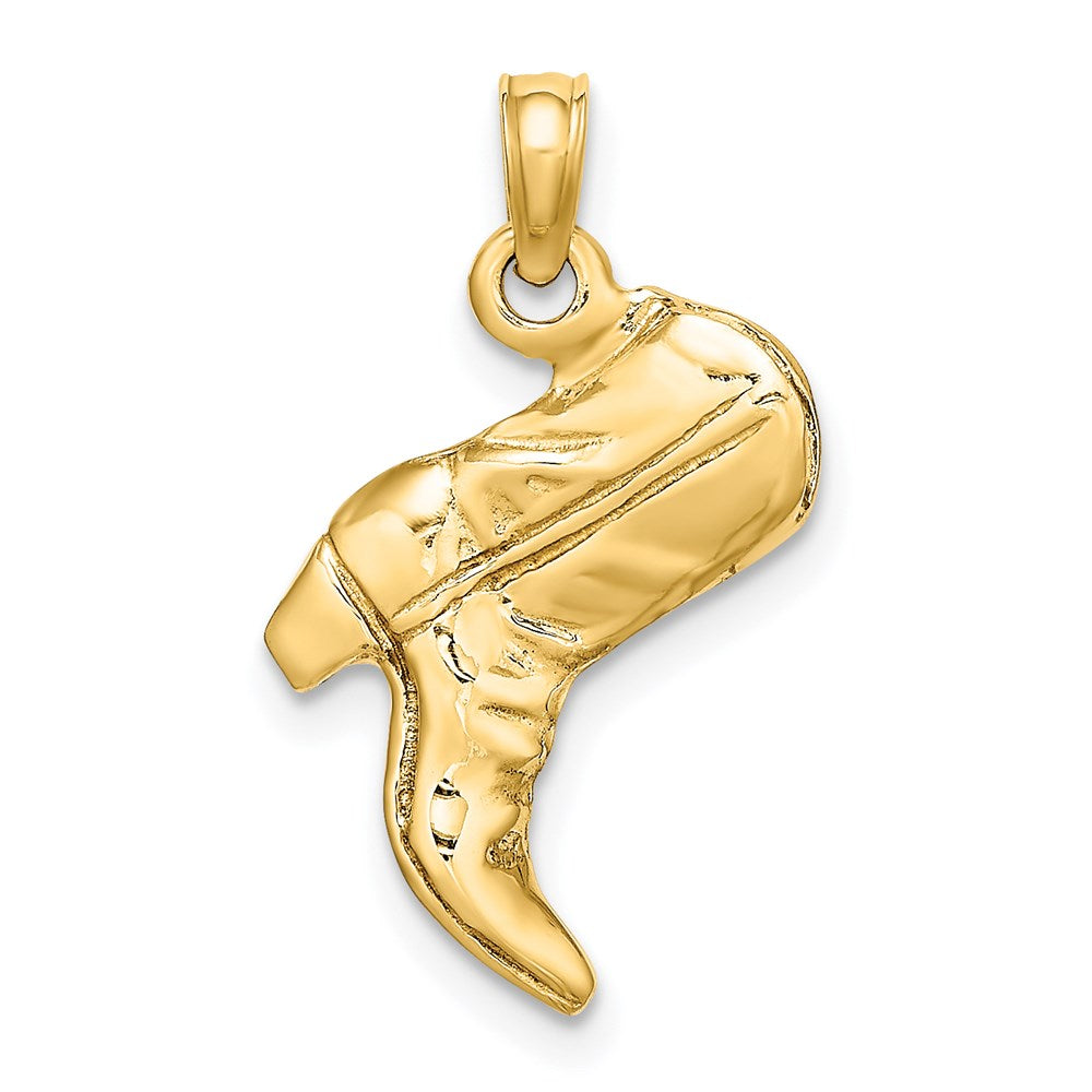 14k Yellow Gold 10.7 mm 3-D Cowboy Boot Charm (2.15 grams)