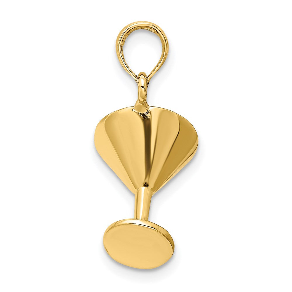 14k Yellow Gold 10.2 mm 3-D Polished Martini Glass Charm (1.89 grams)