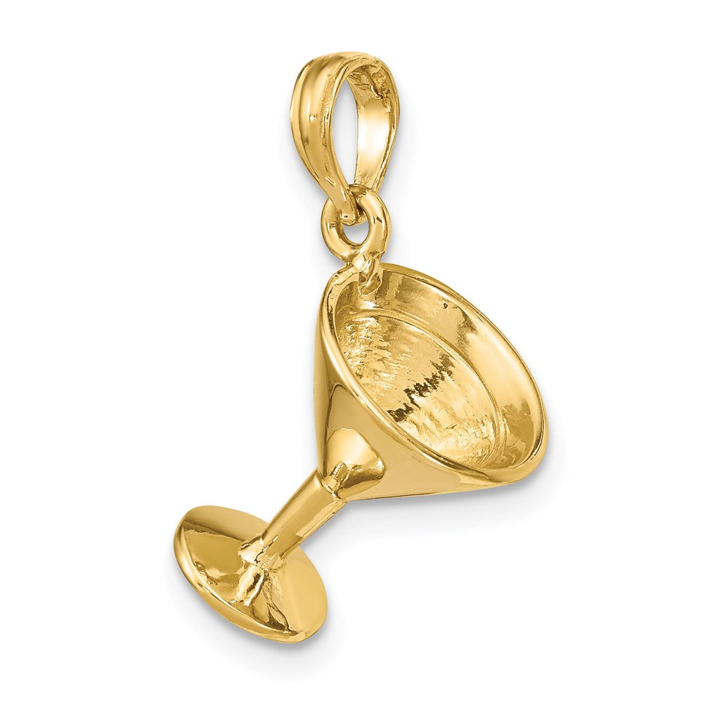 14k Yellow Gold 10.2 mm 3-D Polished Martini Glass Charm (1.89 grams)