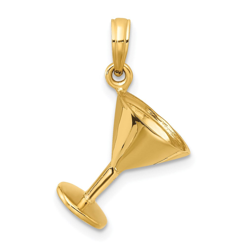 14k Yellow Gold 10.2 mm 3-D Polished Martini Glass Charm (1.89 grams)