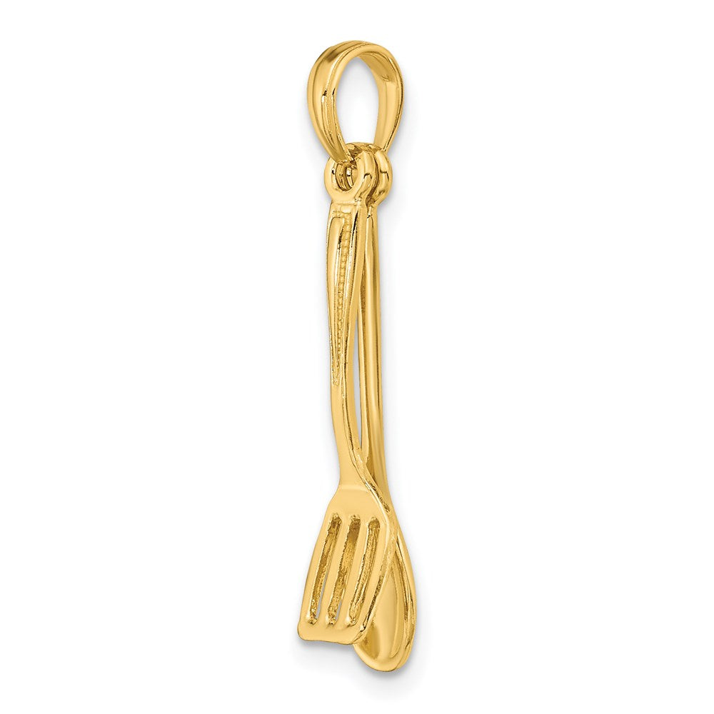 14k Yellow Gold 5.15 mm 3-D Moveable Spoon and Spatula Charm (1.23 grams)