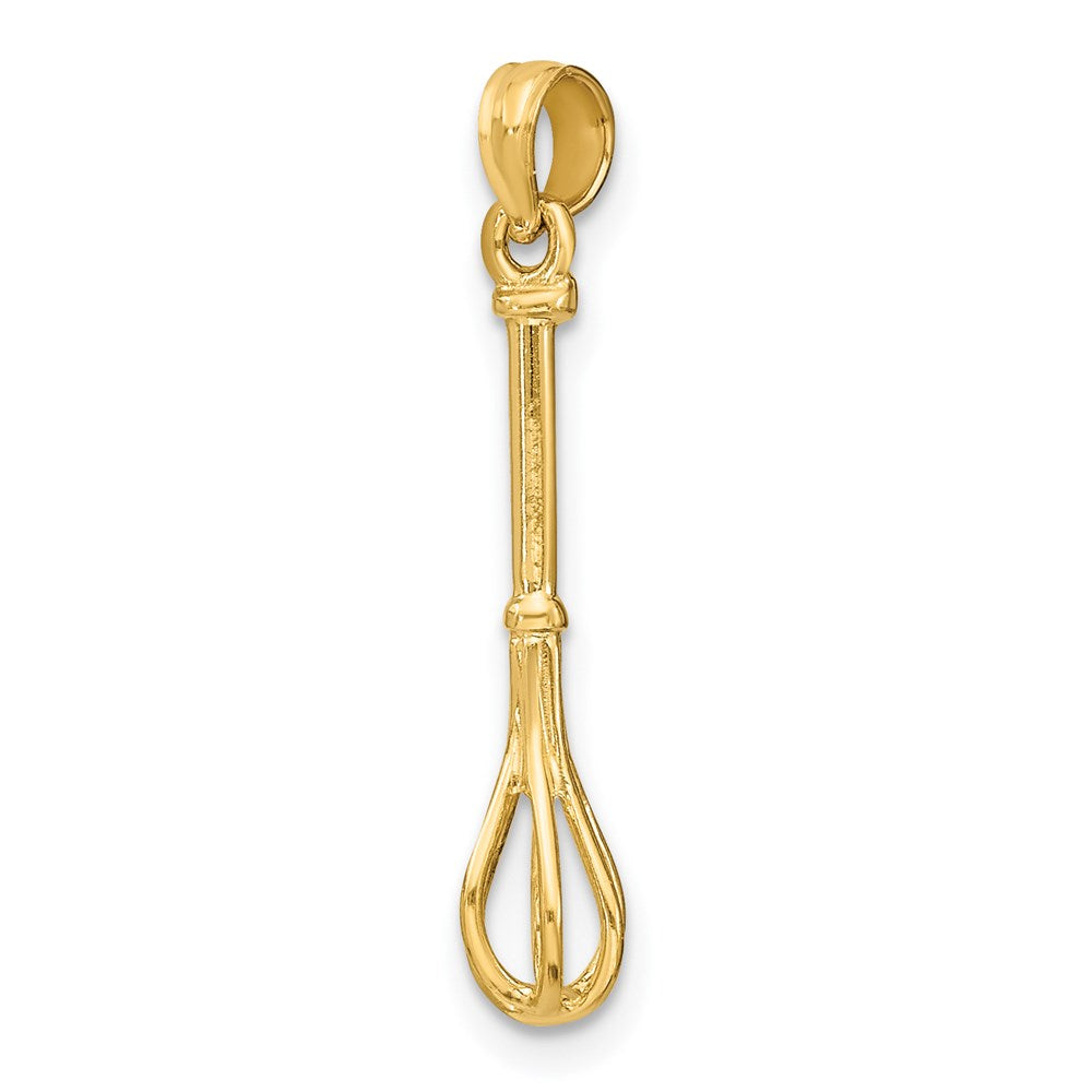 14k Yellow Gold 4.6 mm 3-D Polished Whisk Charm (0.77 grams)
