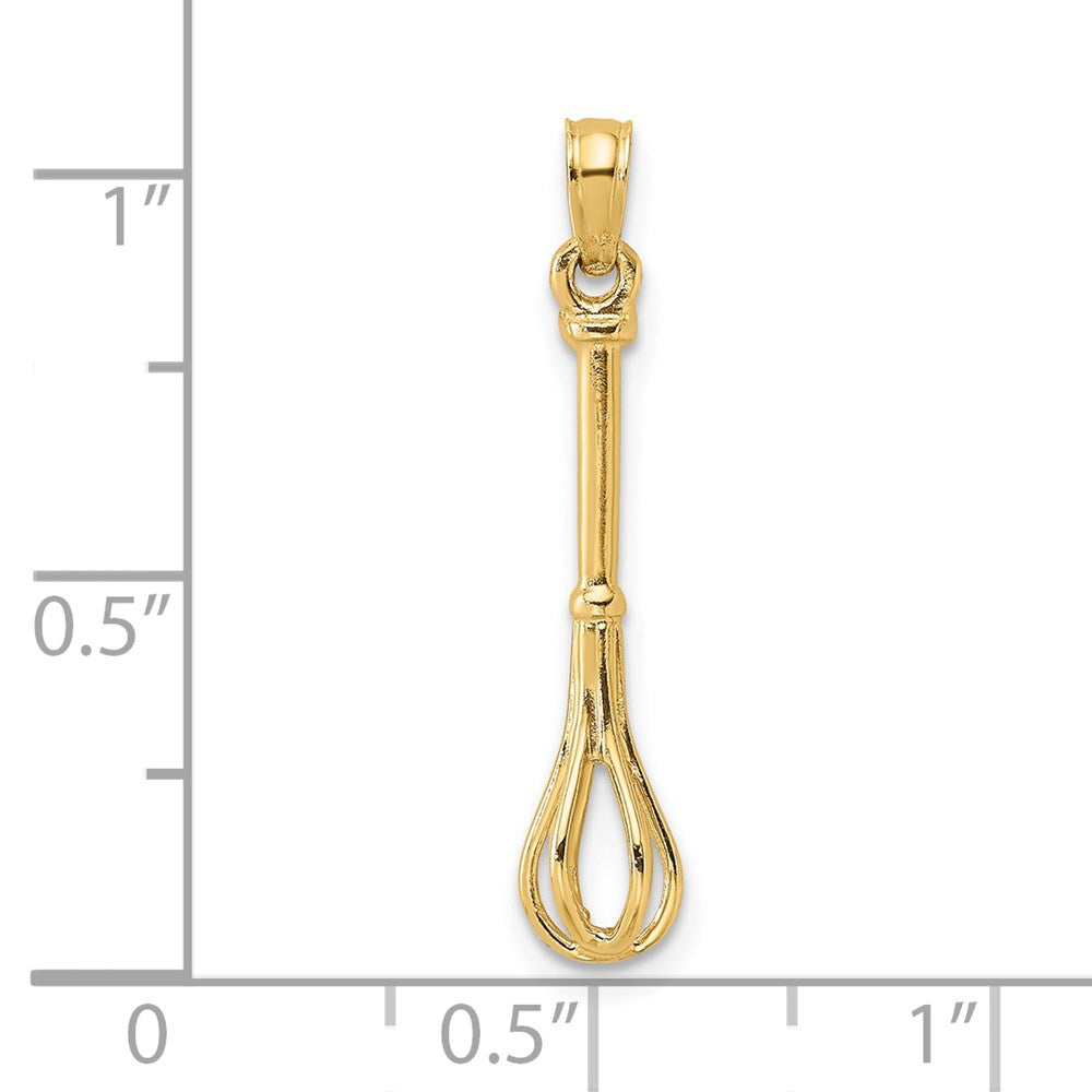 14k Yellow Gold 4.6 mm 3-D Polished Whisk Charm (0.77 grams)