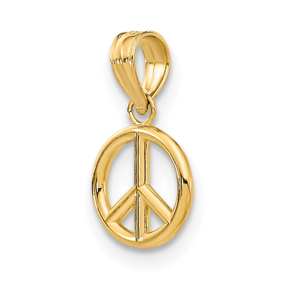 14k Yellow Gold 8.1 mm 3-D Peace Symbol Charm (0.55 grams)
